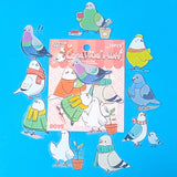 pigeon pigeons bird birds dove doves clear plastic sticker flake flakes pack of 20 large uk cute kawaii stationery shop store planner addict supplies pretty stickers 