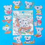 koala bear bears koalas sticker stickers flake flakes pack of 20 large clear pet plastic stationery supplies planner addict planners uk cute kawaii animal animals
