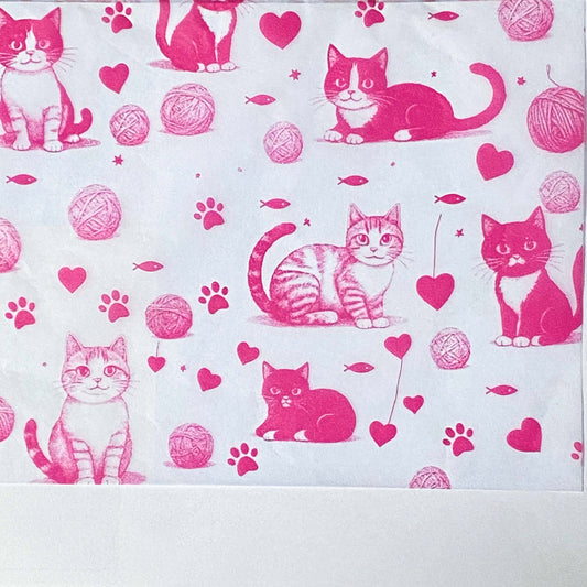 pink cat cats tissue paper sheet sheets pack of 2 tester taster bundle uk cute kawaii kitty kitten kittens white paper wrapping wrap packaging supplies shop store 