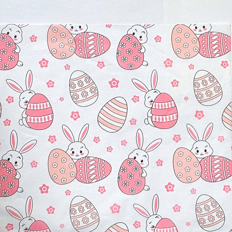 pink and white easter spring bunny bunnies rabbit rabbits tissue paper sheet sheets pack of 2 wrap gift wrapping cute kawaii packaging supplies stationery shop store uk pretty patterned