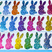 jumbo very large big easter bunny bunnies sticker stickers glitter glittery holo foil foiled sparkly uk cute kawaii stationery spring colourful rainbow seals packaging supplies
