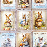 victorian vintage illustration illustrations postcard antique style retro bunny rabbit rabbits bunnies easter card postcard postcards post uk stationery greetings spring beatrix potter blue shop store