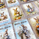 victorian vintage illustration illustrations postcard antique style retro bunny rabbit rabbits bunnies easter card postcard postcards post uk stationery greetings spring beatrix potter blue shop store