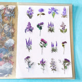 vintage floral clear sticker book with 20 pages of botanical flower stickers including rose, daisy, sunflowers and blossom.