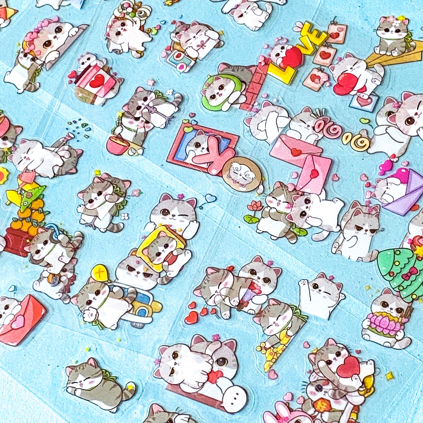 kawaii cat clear sticker pack of 10 sheets of cute cartoon kitten stickers for journalling and scrapbooking