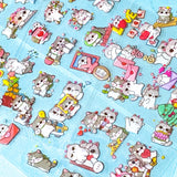 kawaii cat clear sticker pack of 10 sheets of cute cartoon kitten stickers for journalling and scrapbooking