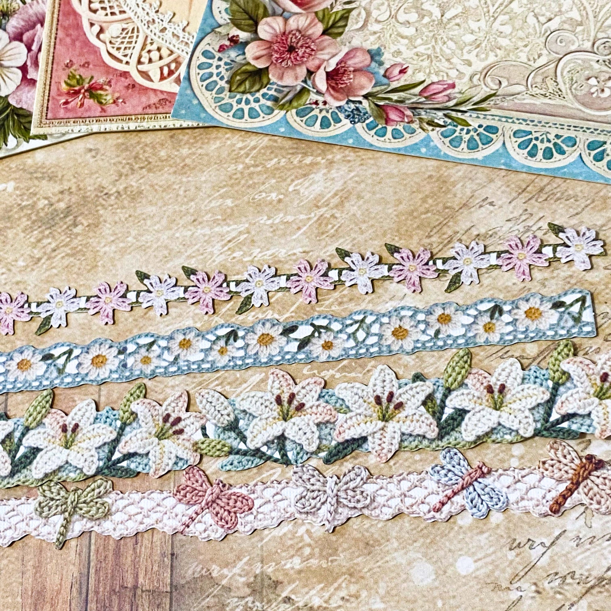 victorian lace paper bundle with floral postcards, lace stickers, envelopes and decorative journaling supplies uk