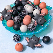 grey black brown spider spider's web webs pattern patterned silicone bead beads uk cute kawaii halloween spooky 15mm 27mm jumbo very large big craft supplies shop store