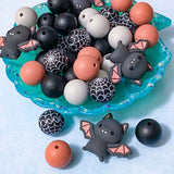 grey black brown spider spider's web webs pattern patterned silicone bead beads uk cute kawaii halloween spooky 15mm 27mm jumbo very large big craft supplies shop store