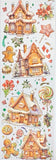 festive gingerbread ginger bread men man house houses cottage cute kawaii sticker stickers stationery sheet pack holo holographic foil foiled pretty uk planner addict supplies shop store brown green red colourful 