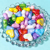 16mm medium large pearl pearly pearlescent iridescent bead beads heart hearts acrylic lustre shimmer craft supplies shop store uk cute kawaii colourful make your own beaded pen pens jewellery