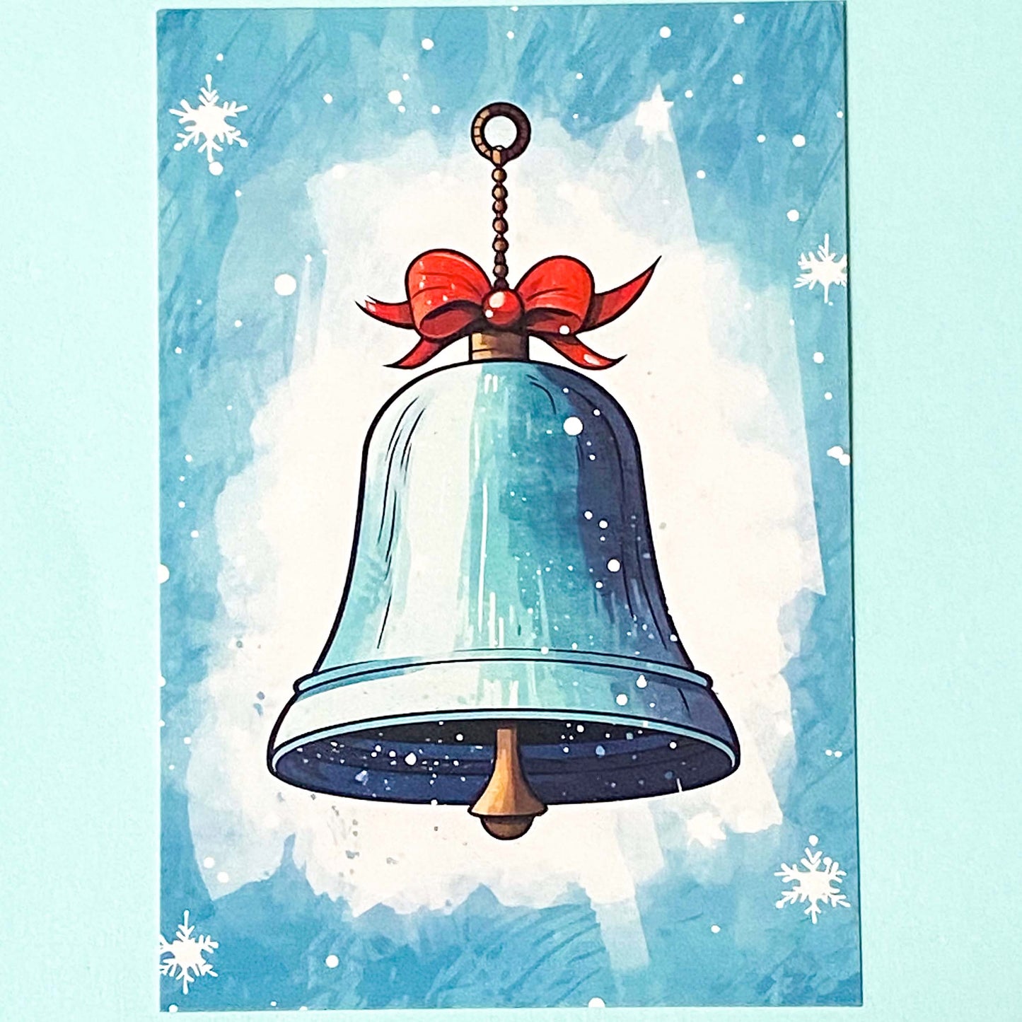 snow snowy winter festive christmas individual postcard postcards post card cards uk cute kawaii turquoise blue cat santa reindeer stocking tree nutcracker bear teddy elf gingerbread man men cottage house stationery shop pretty 