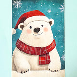 snow snowy winter festive christmas individual postcard postcards post card cards uk cute kawaii turquoise blue cat santa reindeer stocking tree nutcracker bear teddy elf gingerbread man men cottage house stationery shop pretty polar bears