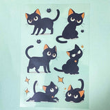 black cat with pink cream gold peach ear ears large glossy plastic clear pet sticker stickers sheet uk cute kawaii stationery shop store gift gifts cats kitten kittens