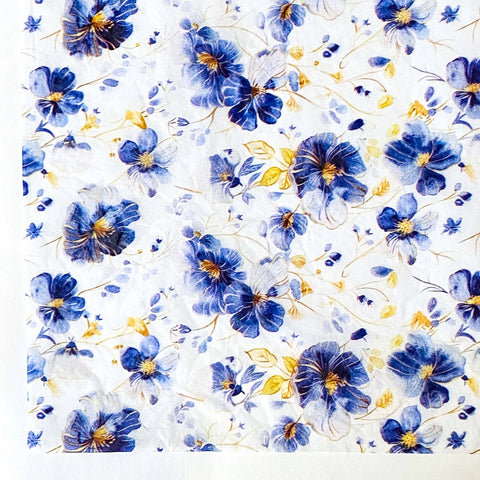 garden flower flowers plant plants cute kawaii tissue paper sheet sheets pack of 2 colourful pretty  uk stationery gift gifts wrap wrapping packaging supplies  pattern patterned blue anemone ink deep purple floral white 