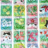 garden flower flowers plant plants cat cats cute kawaii tissue paper sheet sheets pack of 2 colourful pretty kitty kittens uk stationery gift gifts wrap wrapping packaging supplies square pattern patterned