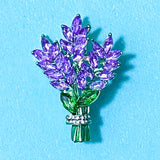 lavender sparkly glittery metal gold tone rhinestone brooch brooches pin pins jewellery uk cute kawaii floral flower flowers gardening gift gifts for her pretty lilac purple green