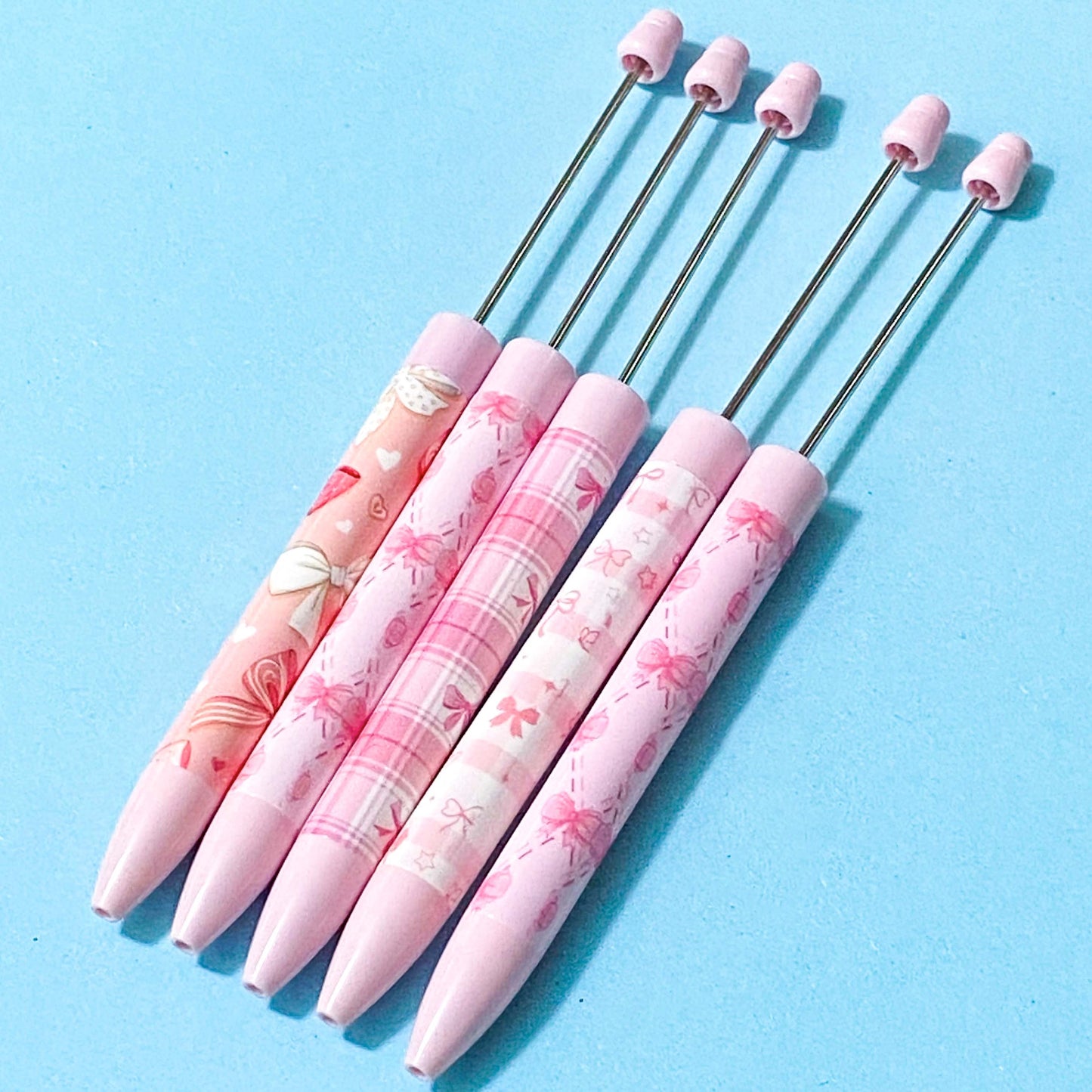 pink and white bow pattern pen blanks for making your own beaded pens