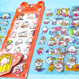 pet planet cartoon bunny rabbit pack of 10 clear sticker sheets in a pink pack on a blue background