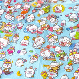 pet planet cartoon bunny rabbit pack of 10 clear sticker sheets in a pink pack on a blue background
