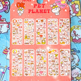 pet planet cartoon bunny rabbit pack of 10 clear sticker sheets in a pink pack on a blue background