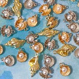 sea shell seashell seashells shells charm charms metal gold silver bright light warm yellow pink pearly small pendant pendants jewellery making supplies craft crafts shop store uk kawaii cute ocean spiral oyster