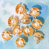 sea shell seashell seashells shells charm charms metal gold silver bright light warm yellow pink pearly small pendant pendants jewellery making supplies craft crafts shop store uk kawaii cute ocean spiral oyster