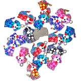 colourful rainbow puppy dog dogs animal enamel charm charms silver tone metal uk cute kawaii pendant pendants spotted spot spots blue pink red purple black white jewellery supplies shop store