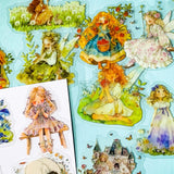 mushroom hollow and fairy glen PET sticker collection featuring fairies, woodland animals, foxes, rabbits, mushrooms, flowers and enchanted storybook figures including princesses. UK cute and kawaii stationery shop with lettterbox gifts.
