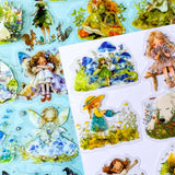 mushroom hollow and fairy glen PET sticker collection featuring fairies, woodland animals, foxes, rabbits, mushrooms, flowers and enchanted storybook figures including princesses. UK cute and kawaii stationery shop with lettterbox gifts.