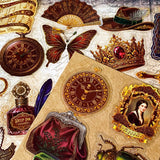 MIDNIGHT INK & VELVET ROSES - Ephemera Stickers - Pack of 50 Vintage PET