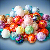 sparkly disco bead beads faceted round 15mm acrylic craft supplies colourful balls ball super shiny iridescent ab coated uk crafts shop store jewellery making