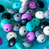 silicone halloween spooky bead beads cute kawaii large jumbo big 15mm 18mm round purple lilac black grey teal patterned spacer spacers disc bean make your own pen jewellery set gift gifts build it creative bundle uk craft supplies shop store