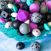 silicone halloween spooky bead beads cute kawaii large jumbo big 15mm 18mm round purple lilac black grey teal patterned spacer spacers disc bean make your own pen jewellery set gift gifts build it creative bundle uk craft supplies shop store