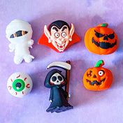 jumbo silicone bead beads huge large big chunky halloween spooky topper toppers uk cute kawaii craft supplies shop store orange white black death grim reaper pumpkin pumpkins dracula mummy eye eyeball make your own beaded pen pens jewellery gift gifts