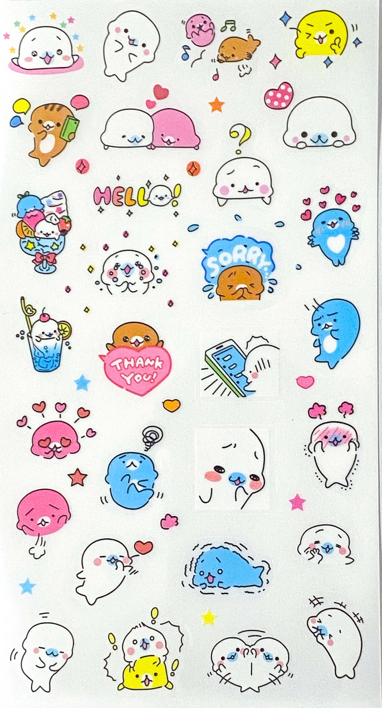 seal seals otter otters sea lion lions water ocean sticker stickers sheet sheets 6 pack clear plastic pet stationery supplies uk cute kawaii colourful small little planner addict set store shop