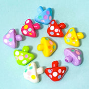 shiny glossy 18mm acrylic bead beads mushroom mushrooms fungi toadstool large chunky big jumbo craft supplies shop store uk red green yellow lilac blue white spots spotted make your own beaded pen pens jewellery making