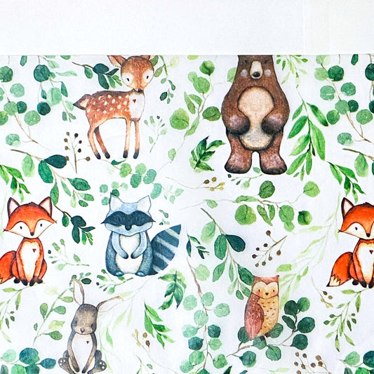 tissue paper wrap gift wrapping sheet sheets 2 uk cute kawaii packaging supplies woodland animal animals fox foxes bear bears raccoon raccoons owl owls deer baby deers green leaf leaves forest