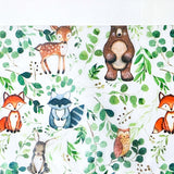 tissue paper wrap gift wrapping sheet sheets 2 uk cute kawaii packaging supplies woodland animal animals fox foxes bear bears raccoon raccoons owl owls deer baby deers green leaf leaves forest