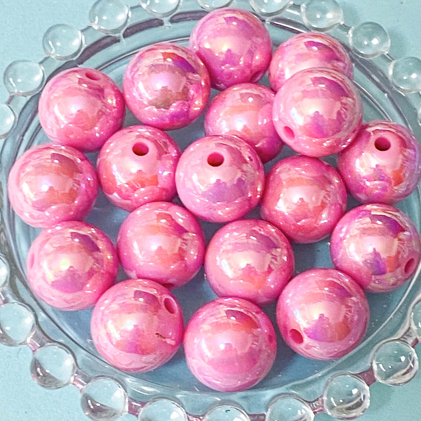 bundle of 4 large mid pink 16mm lustre acrylic pearly beads for making your own pens