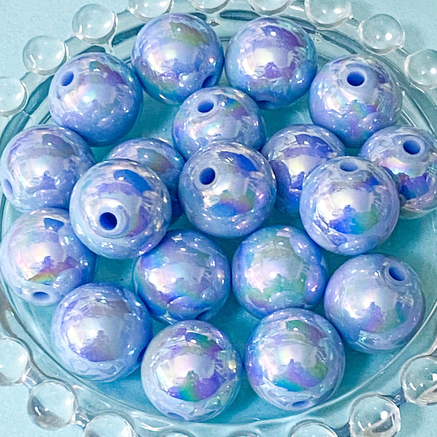 bundle of 4 large blue 16mm lustre acrylic pearly beads for making your own pens