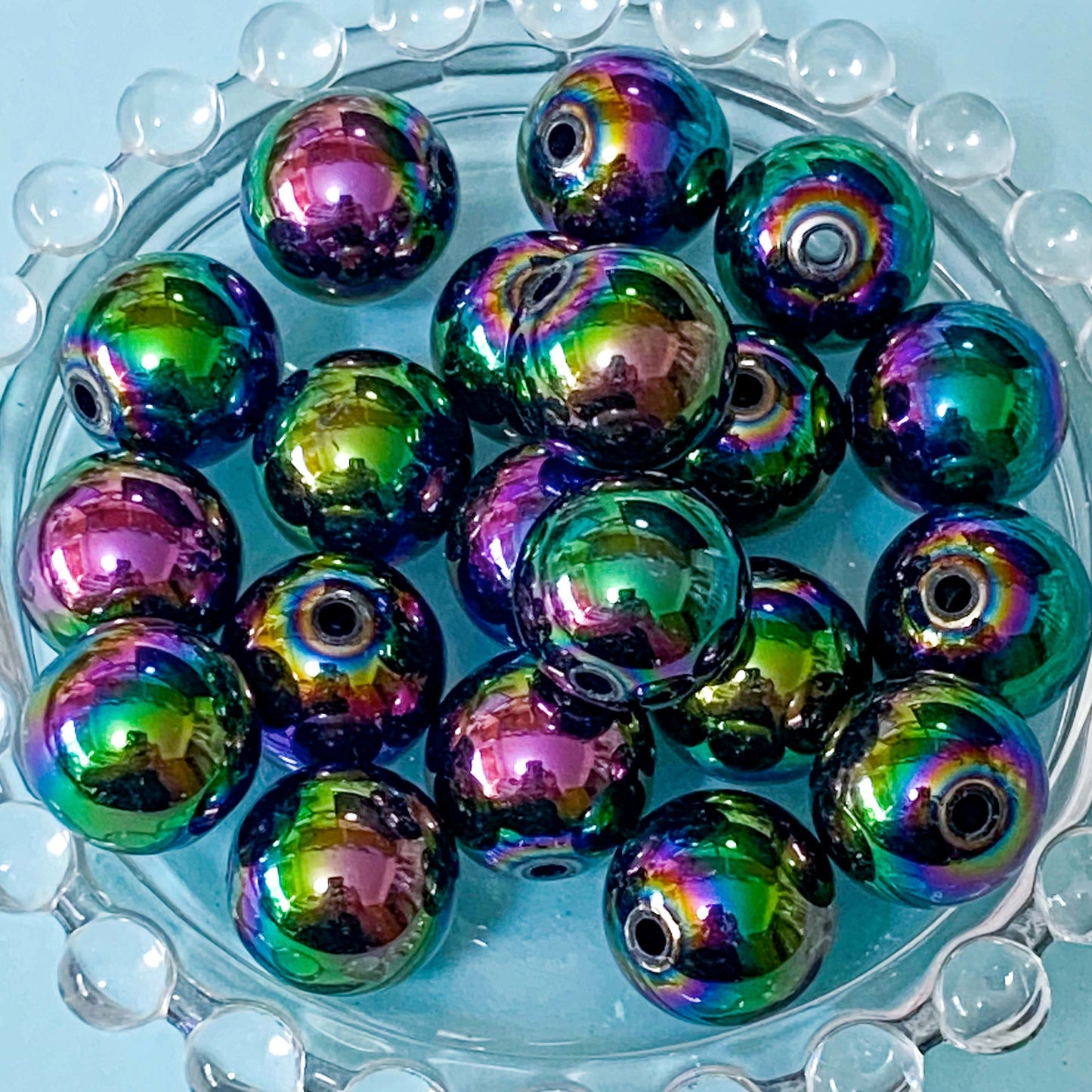 bundle of 4 large dark rainbow 16mm lustre acrylic pearly beads for making your own pens