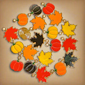 pumpkin pumpkins halloween autumn leaf leaves enamel charm charms pendant pendants gold tone metal uk cute kawaii craft supplies shop store orange brown yellow red maple