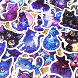 starry sky galaxy night skies cat cats black kitty laptop sticker stickers decorative glossy set purple blue stars uk cute kawaii stationery shop store gift gifts pack