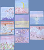 sticky memo memos note pad pads post it notes oil painting art pretty landscape moon sky trees flower flowers blossom ocean cherry cloud clouds uk cute kawaii stationery shop store supplies gift gifts textured painting