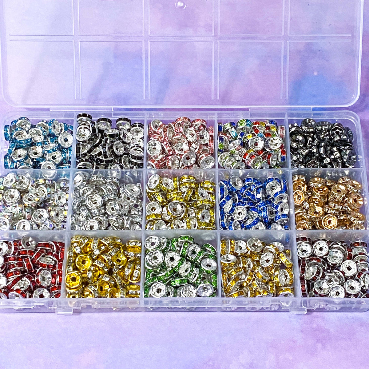 Rhinestone SPACER BEADS 8mm Sparkly Spacers