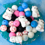 polar bear bears white 3d silicone jumbo large big 29mm bead beads for build your own pen pens making beaded jewellery uk craft supplies winter christmas festive snow snowflake snow pink pattern blue black white