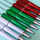 christmas pen blank blanks base bases for beaded pen pens making build your own festive red glitter glittery metallic green pearly pearl white pearlescent uk cute kawaii stationery craft supplies shop store