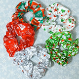 satin hair scrunchie scrunchies festive christmas pattern patterned silk soft large elastic stocking filler fillers gift gifts uk cute kawaii present for her girl girls red green white 