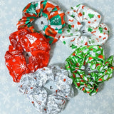 satin hair scrunchie scrunchies festive christmas pattern patterned silk soft large elastic stocking filler fillers gift gifts uk cute kawaii present for her girl girls red green white 